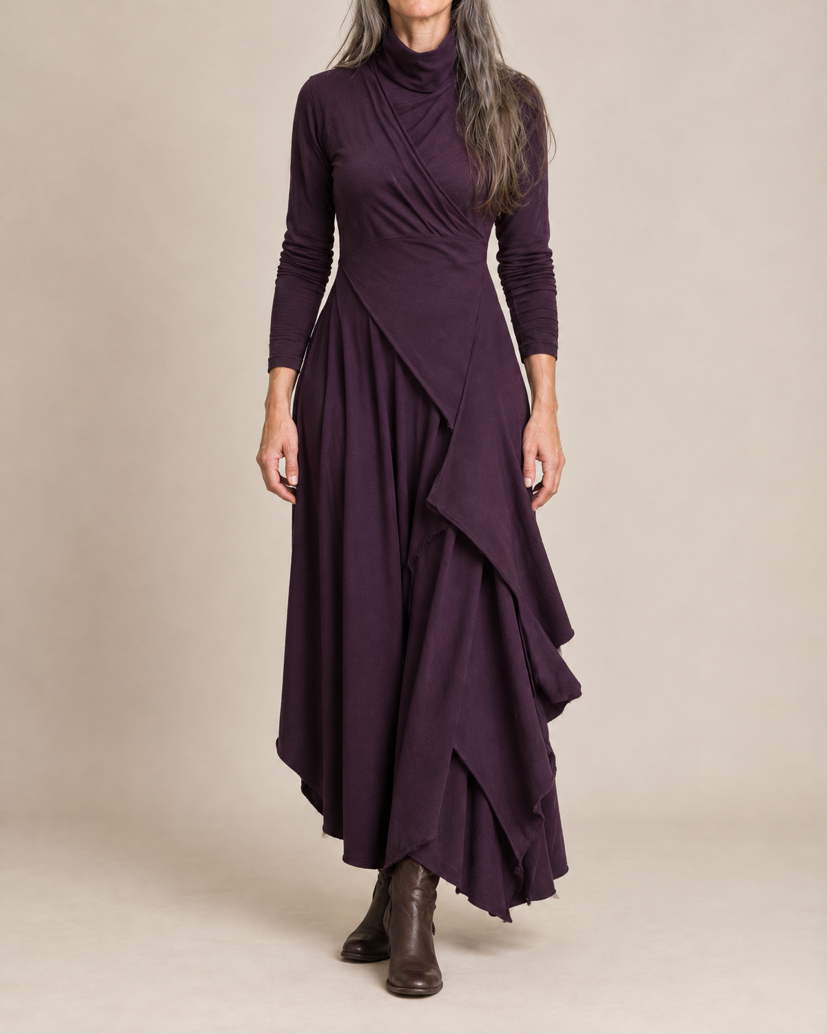 Isadora | Draped Turtleneck Maxi Dress
