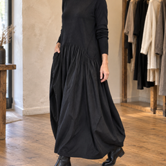 Genevieve | Turtleneck Gathered Maxi Dress