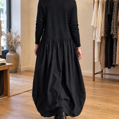 Genevieve | Turtleneck Gathered Maxi Dress