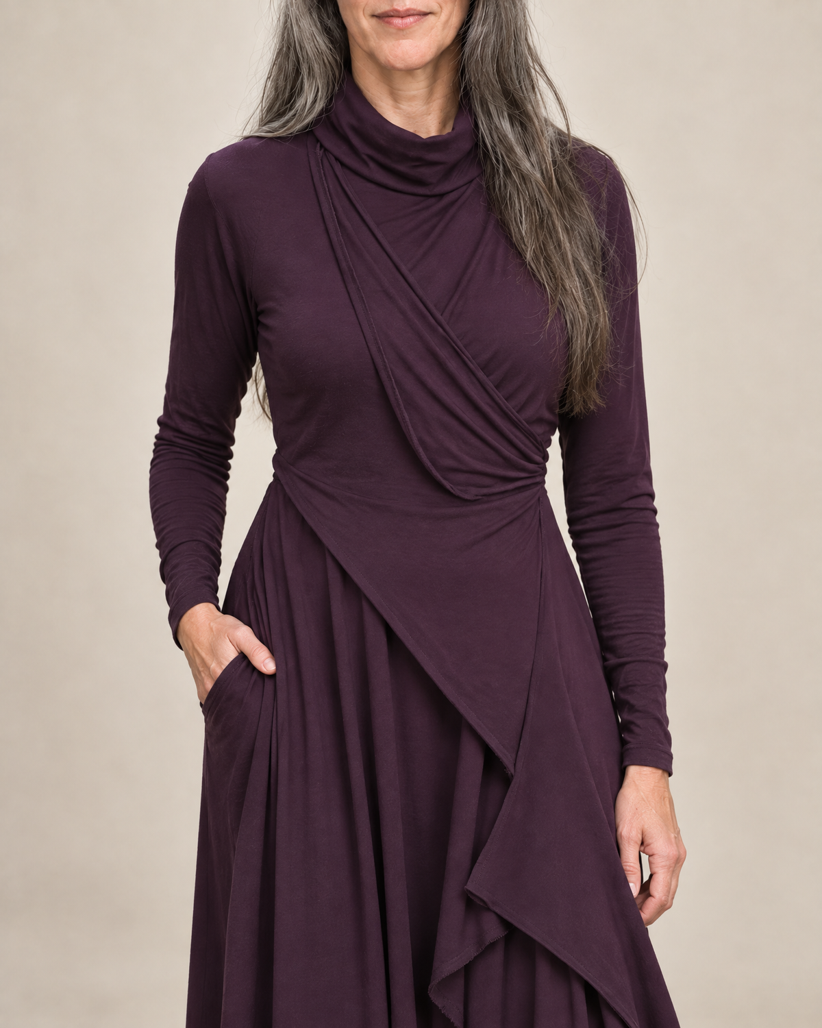 Isadora | Draped Turtleneck Maxi Dress