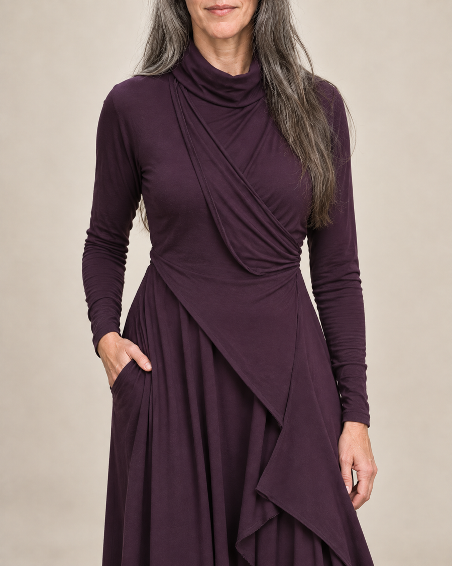 Isadora | Draped Turtleneck Maxi Dress