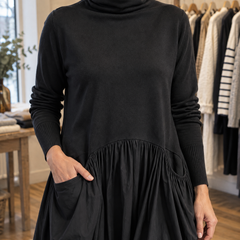 Genevieve | Turtleneck Gathered Maxi Dress