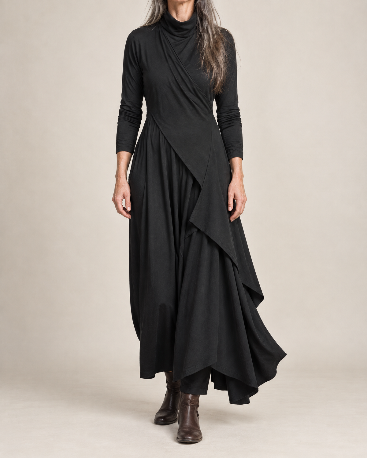 Isadora | Draped Turtleneck Maxi Dress