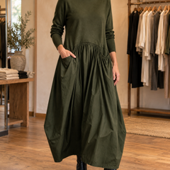 Genevieve | Turtleneck Gathered Maxi Dress