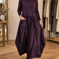 Genevieve | Turtleneck Gathered Maxi Dress