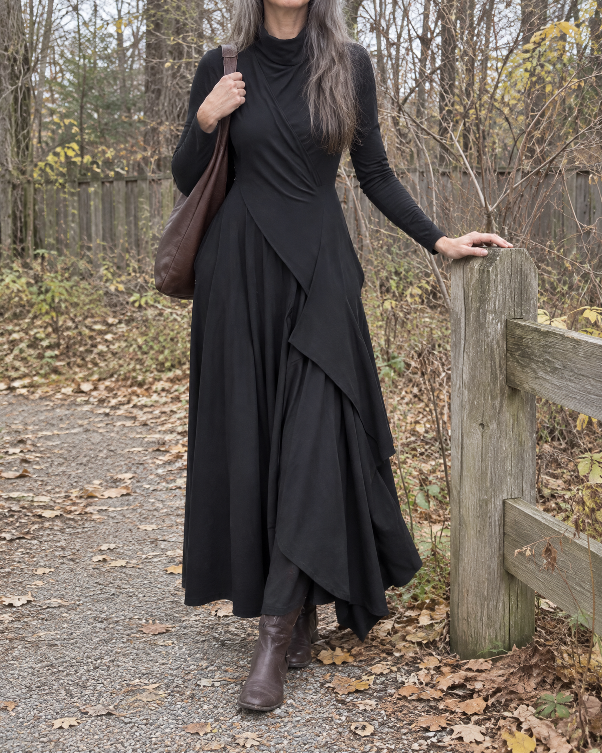 Isadora | Draped Turtleneck Maxi Dress