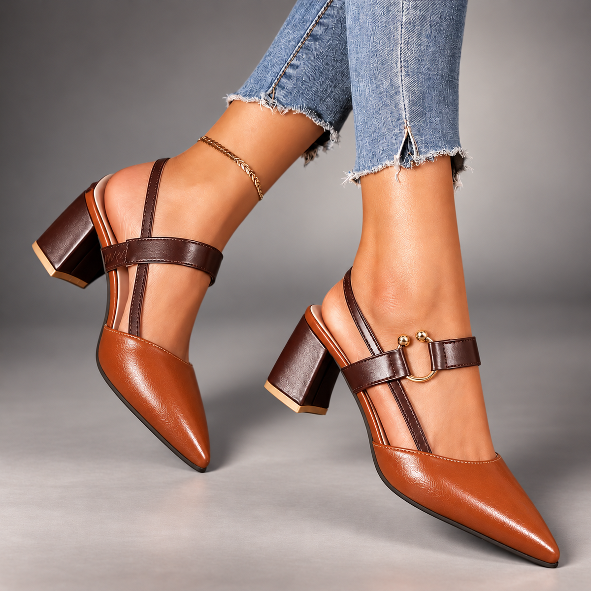 Adeline | Ring-Accent Slingback Heels