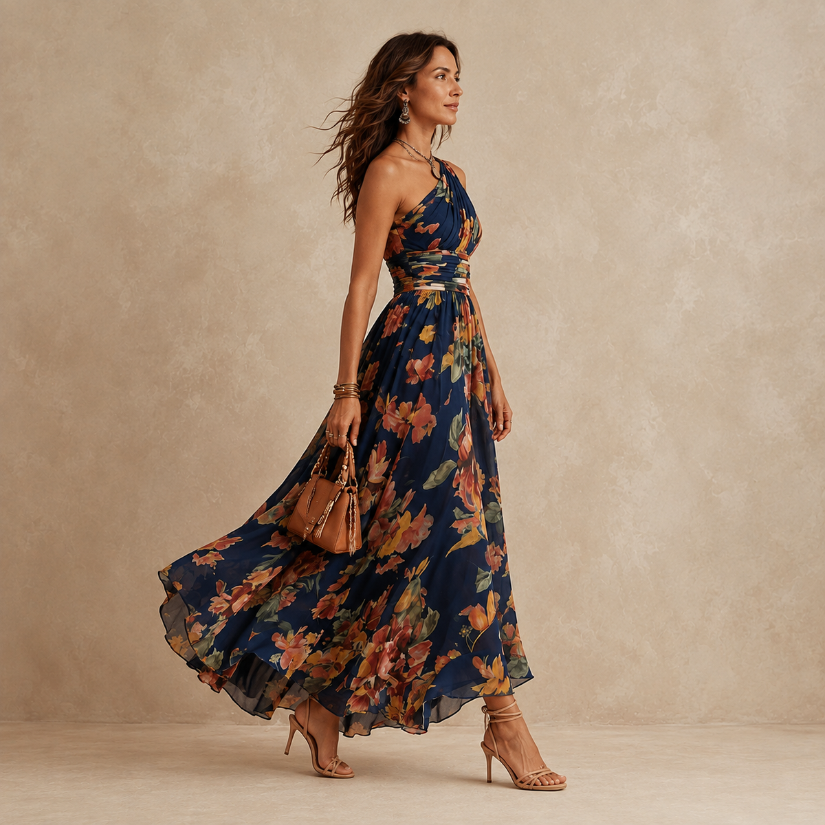 Celestia | One-Shoulder Floral Maxi Dress