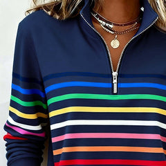 Lisette | Striped Half-Zip Sweater