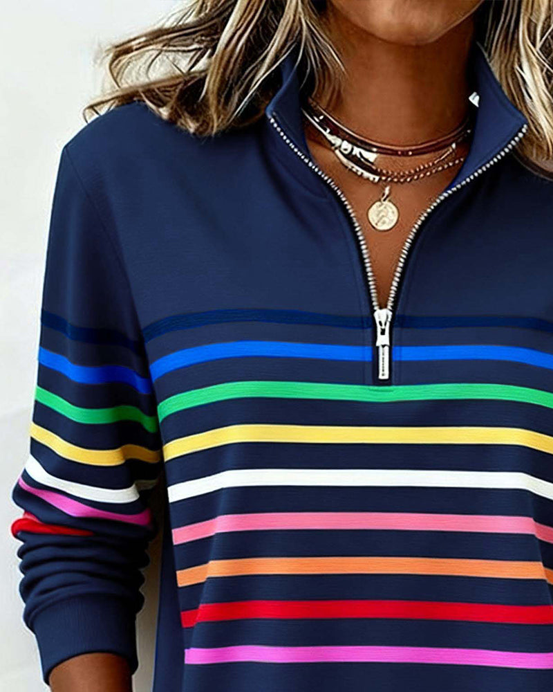 Lisette | Striped Half-Zip Sweater