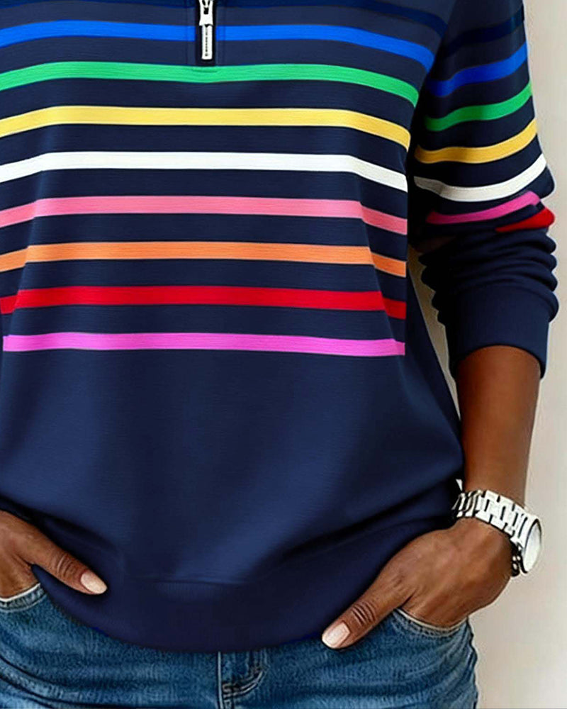 Lisette | Striped Half-Zip Sweater