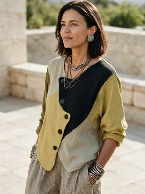 Calista | Asymmetric Color-Block Sweater