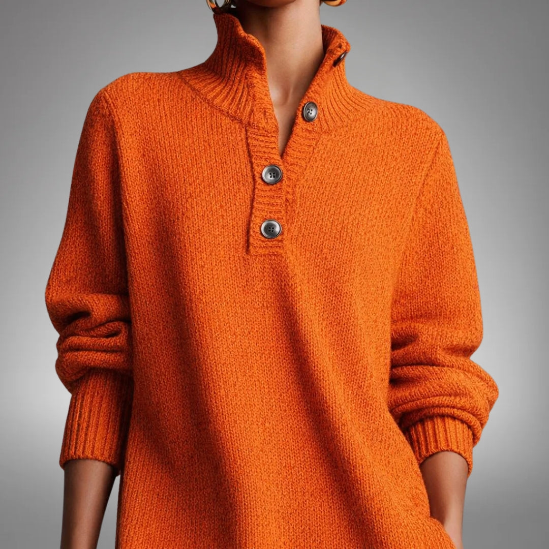 Odilia | Button-Collar Relaxed Midi Dress