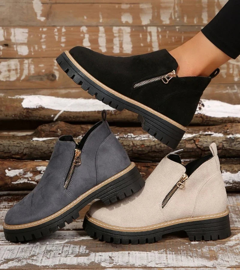 Renata | Side-Zip Wedge Ankle Boots