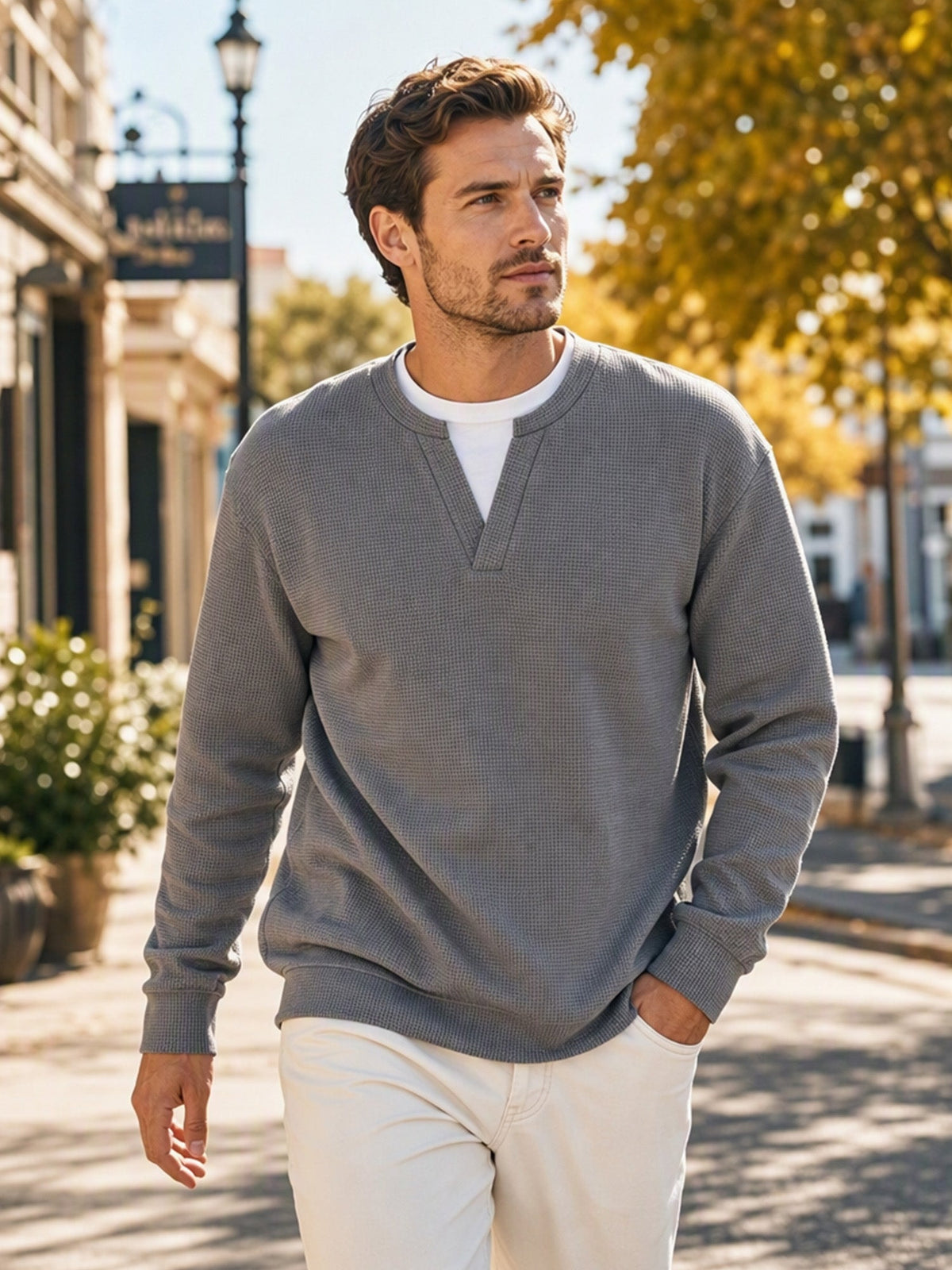 Evander | Layered Waffle Long-Sleeve Shirt
