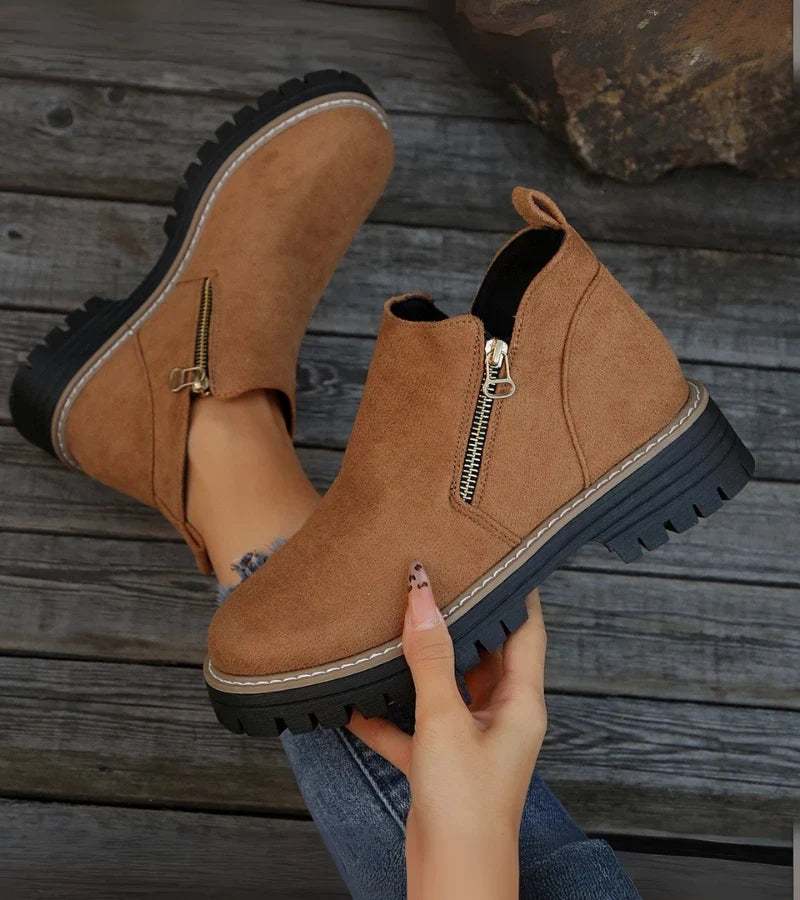 Renata | Side-Zip Wedge Ankle Boots