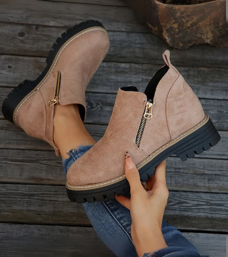 Renata | Side-Zip Wedge Ankle Boots