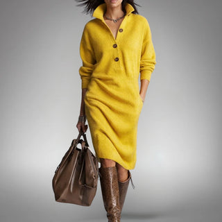Odilia | Button-Collar Relaxed Midi Dress