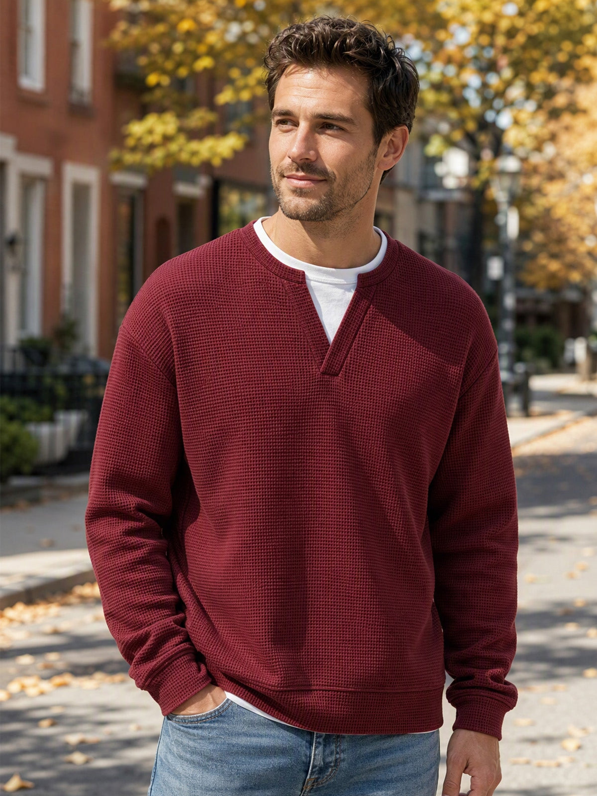 Evander | Layered Waffle Long-Sleeve Shirt