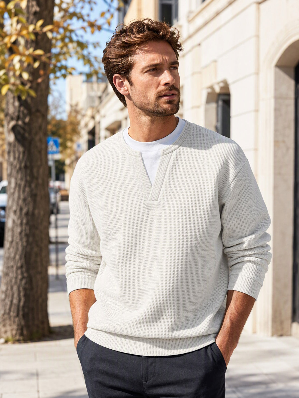 Evander | Layered Waffle Long-Sleeve Shirt