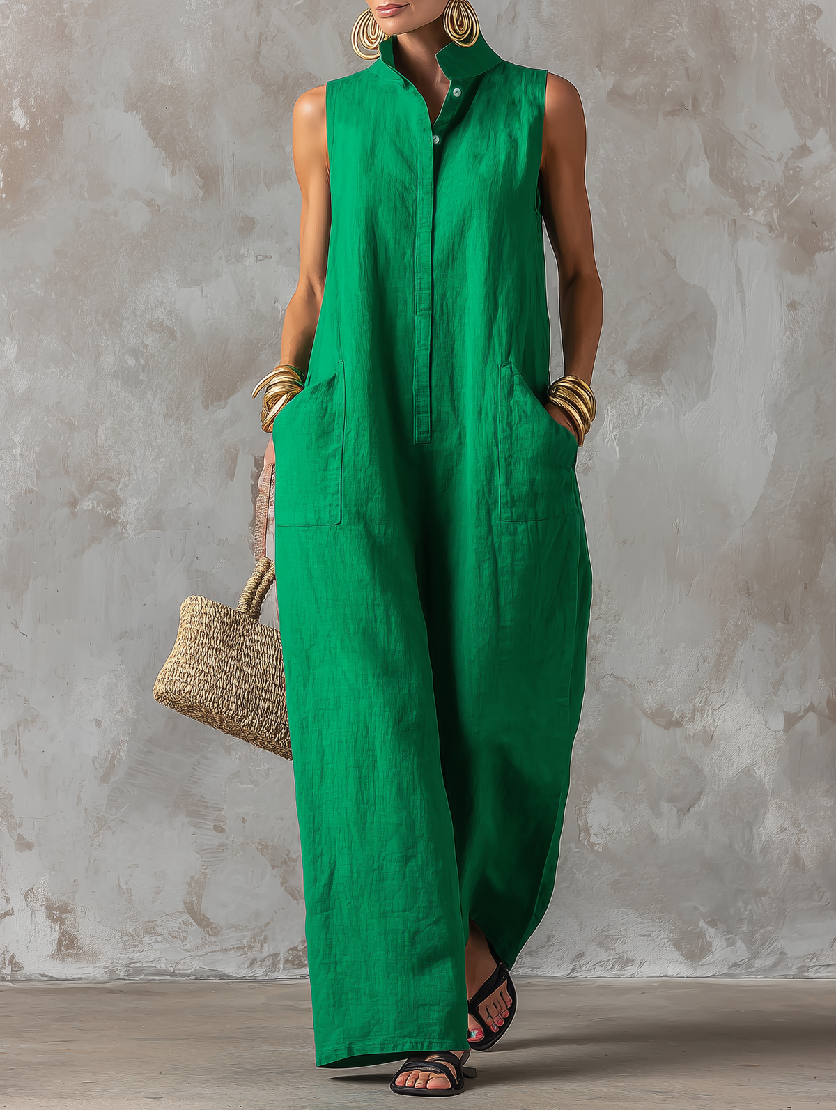 Adriana | Stand-Collar Relaxed Jumpsuit