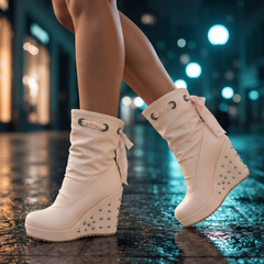 Evelyne | Studded Wedge Ankle Boots