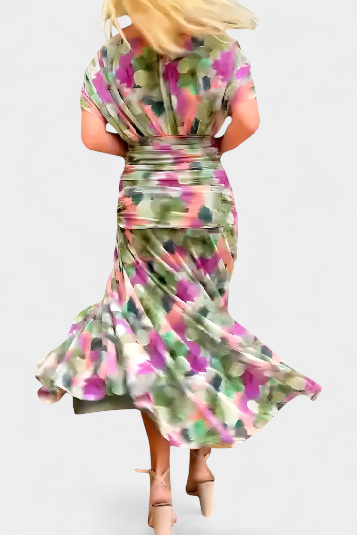 Nava | Long Floral Dress with V-Neck