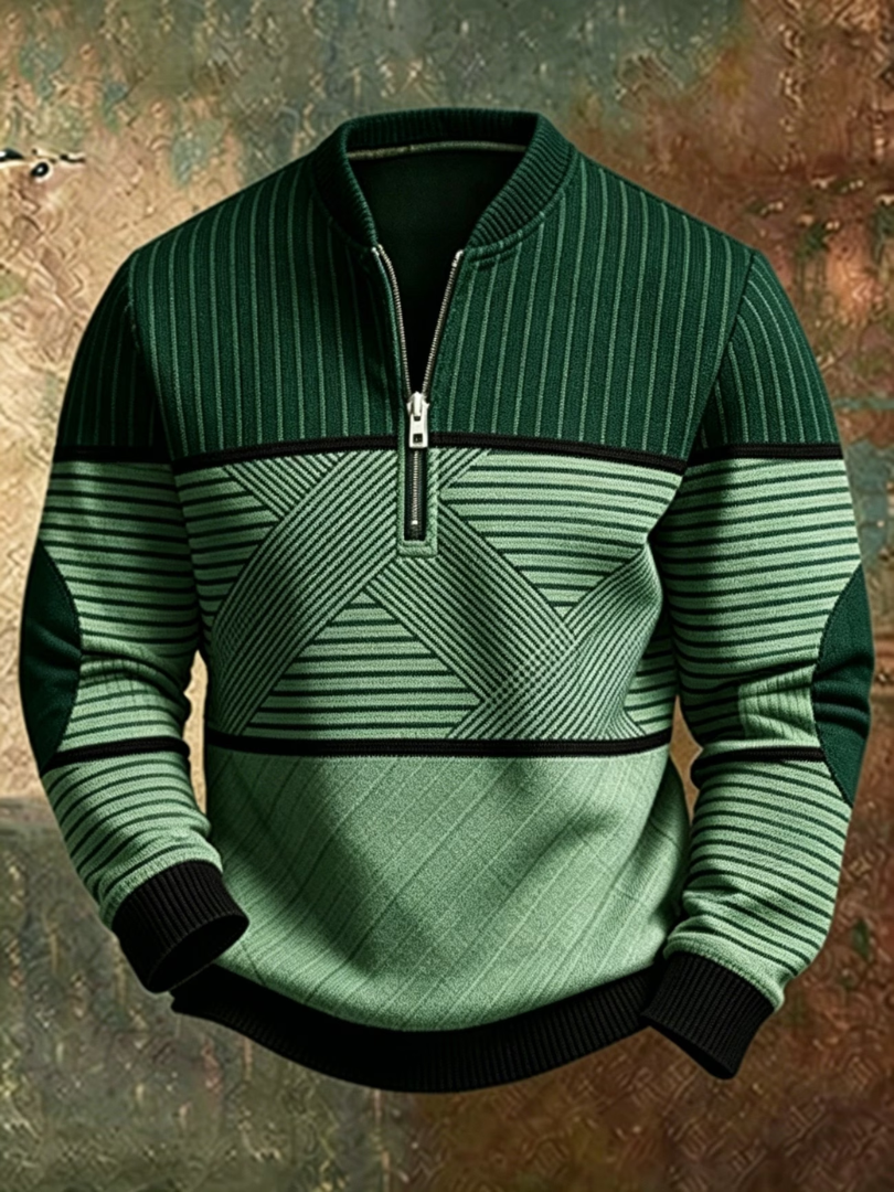Alexander | Geometric Half-Zip Sweater