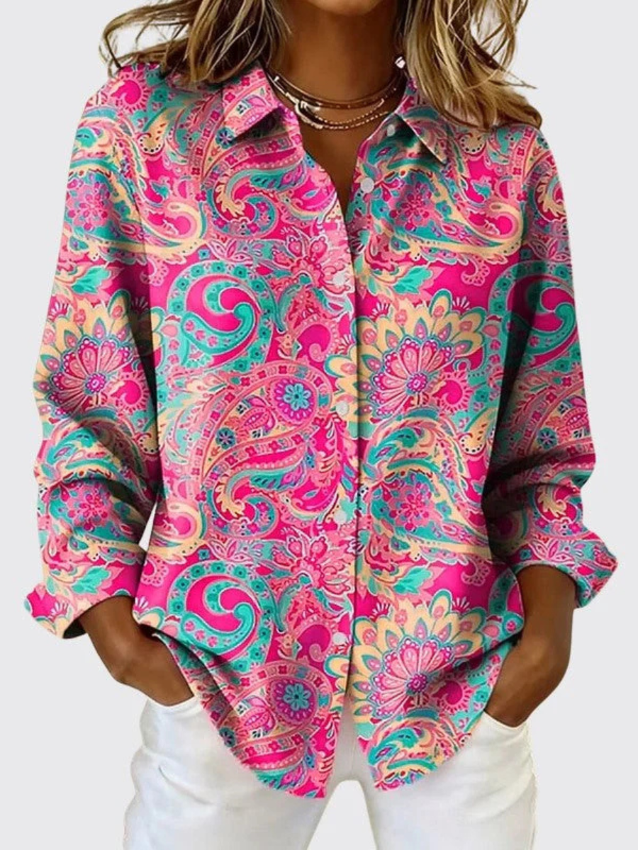 Janna | Paisley Print Button-Up Blouse