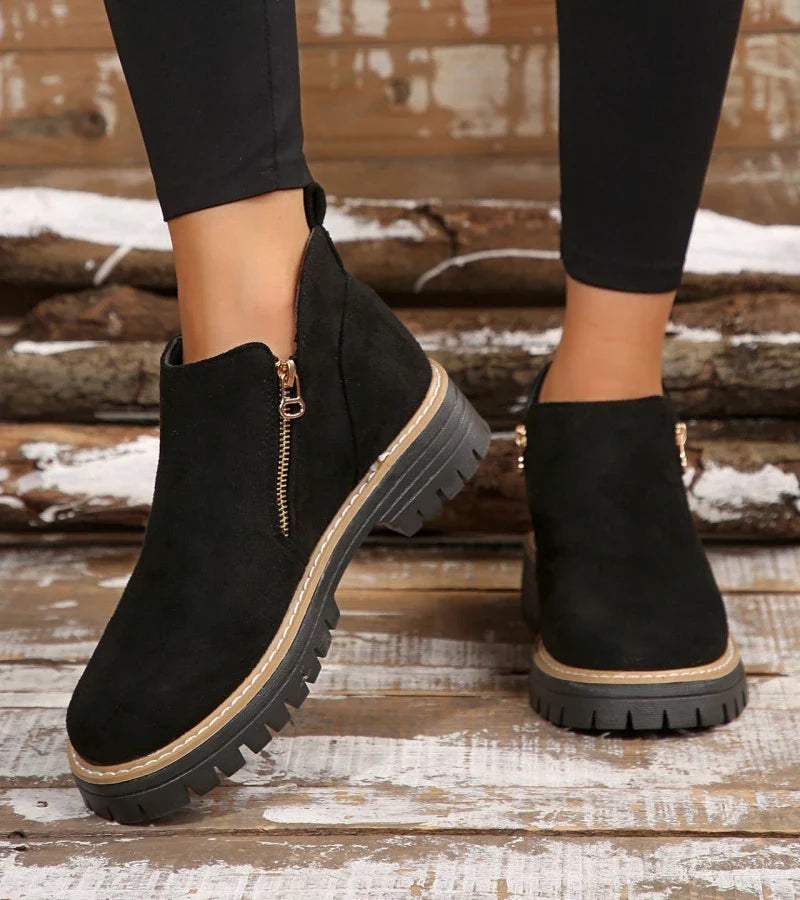 Renata | Side-Zip Wedge Ankle Boots