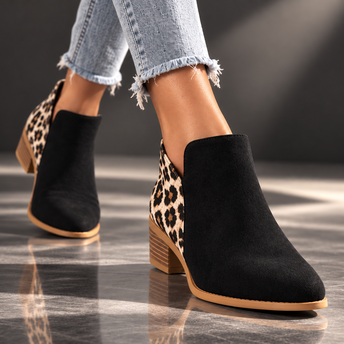 Marisol | Leopard-Panel Ankle Boots