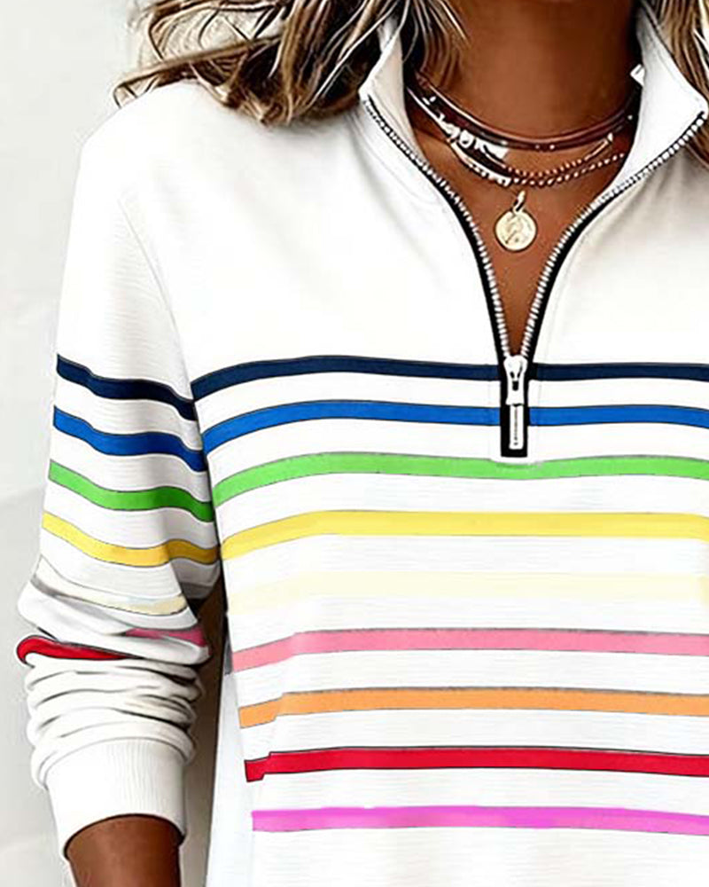 Lisette | Striped Half-Zip Sweater