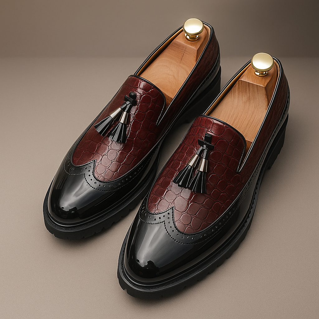Rafael | Croc-Texture Tassel Loafers