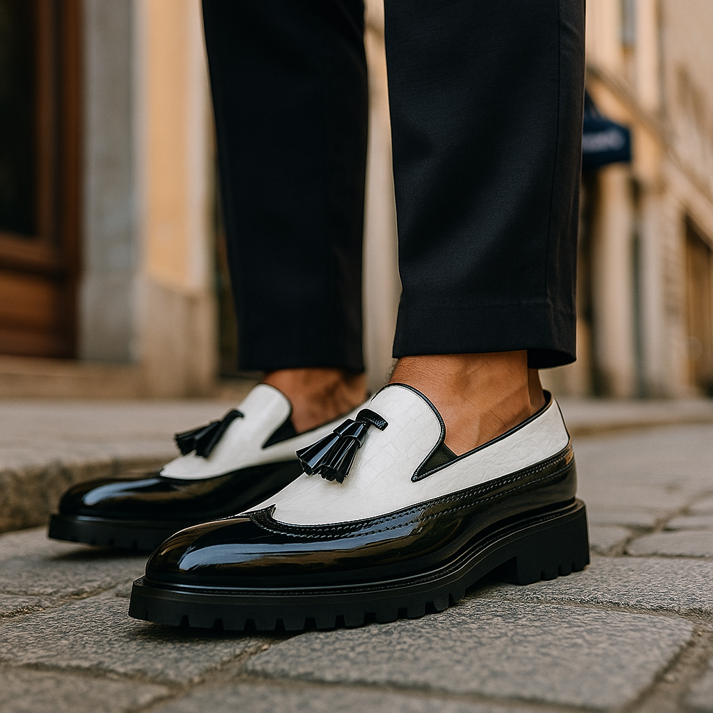 Rafael | Croc-Texture Tassel Loafers