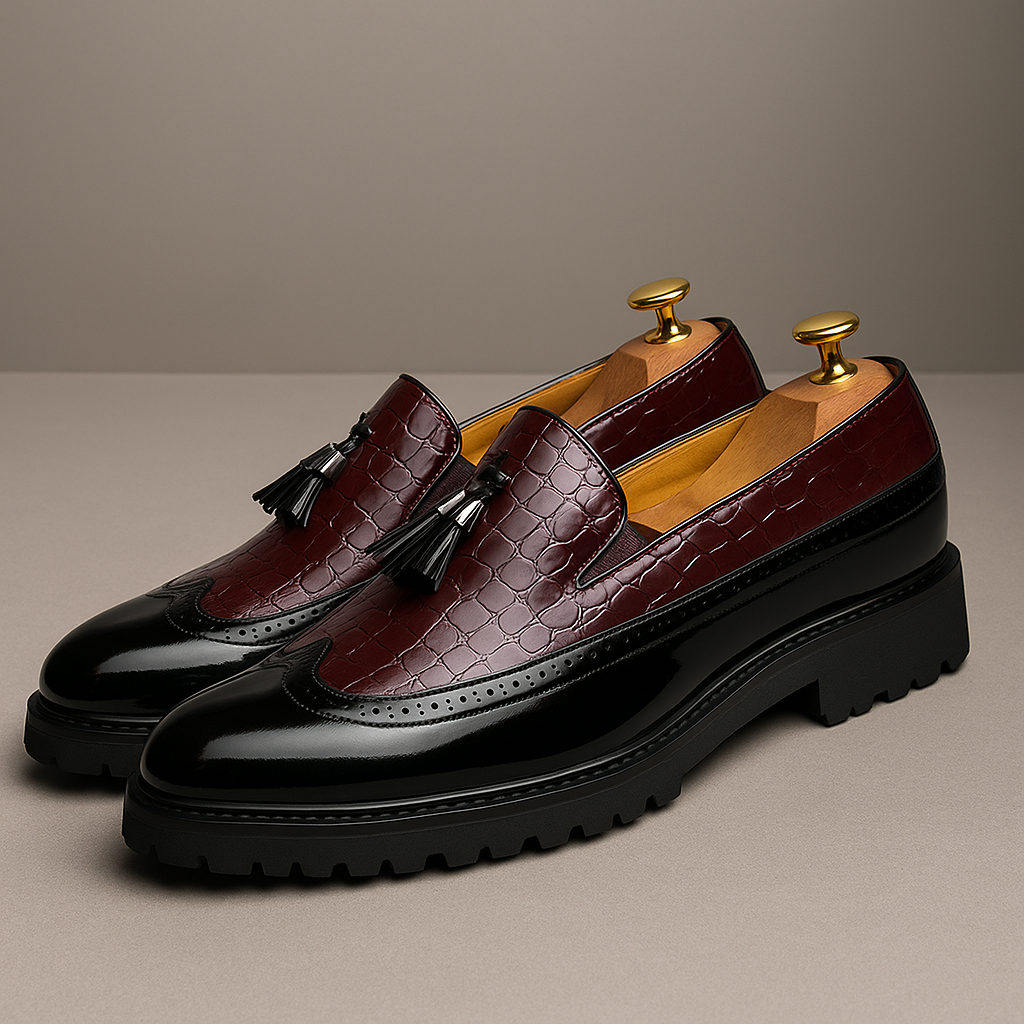 Rafael | Croc-Texture Tassel Loafers