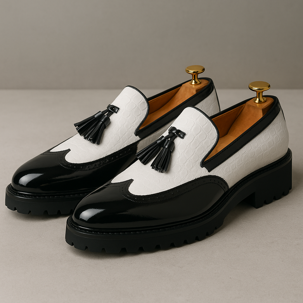 Rafael | Croc-Texture Tassel Loafers
