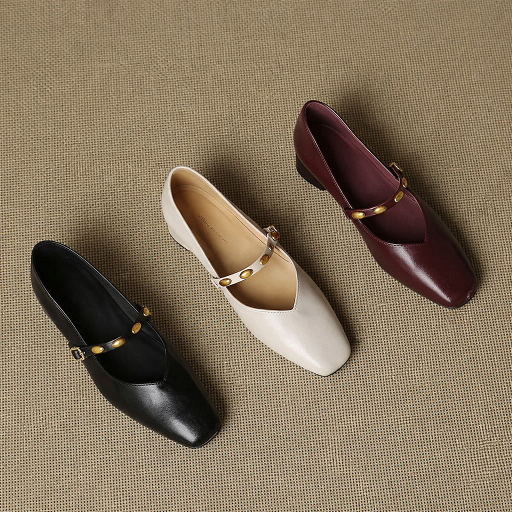 Zyra | Square-Toe Mary Jane Flats
