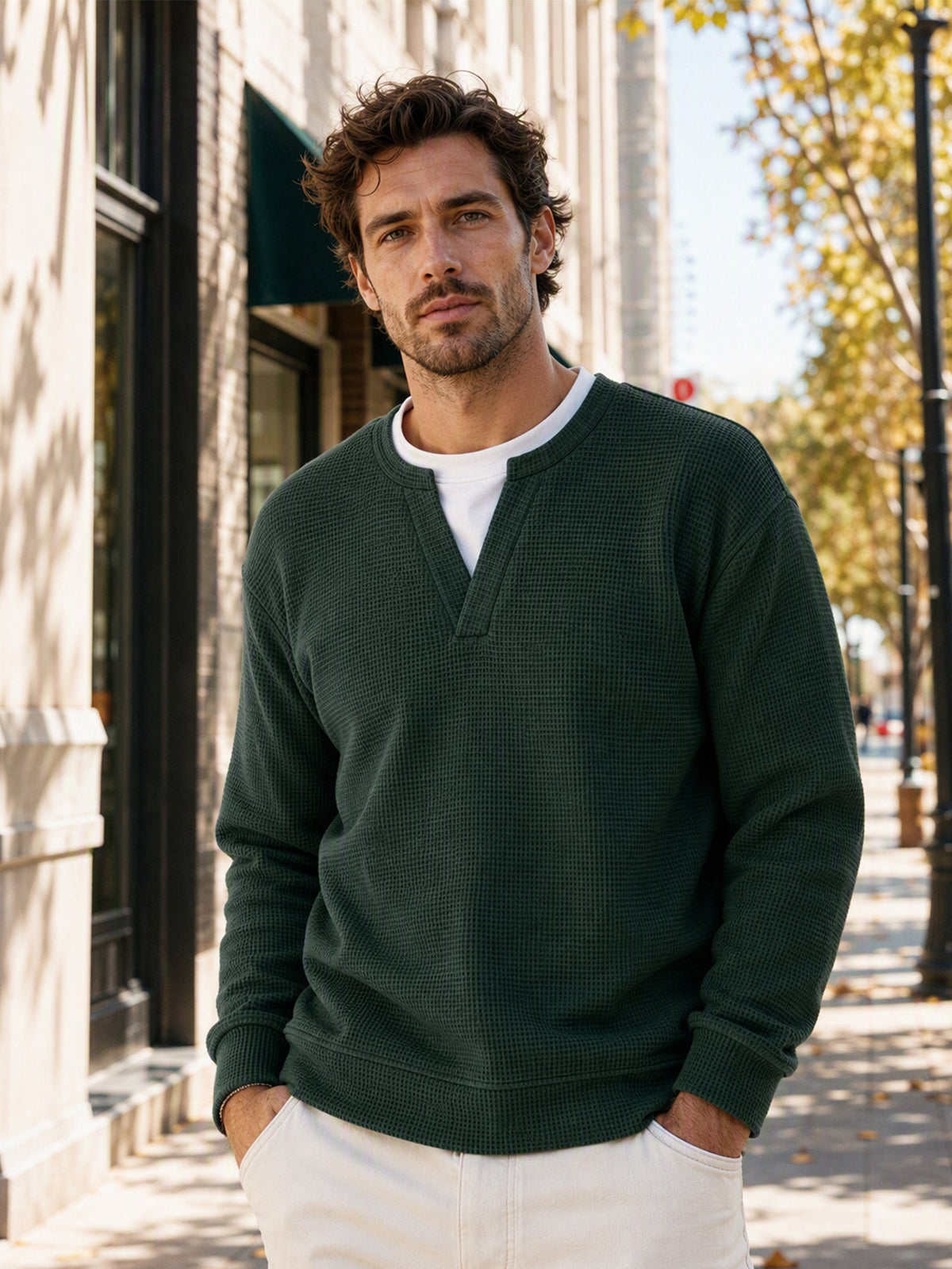 Evander | Layered Waffle Long-Sleeve Shirt