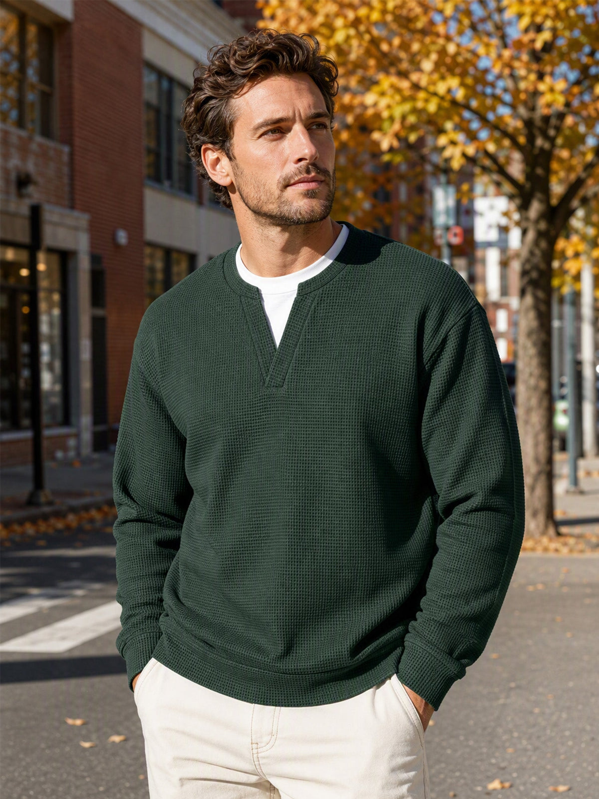 Evander | Layered Waffle Long-Sleeve Shirt