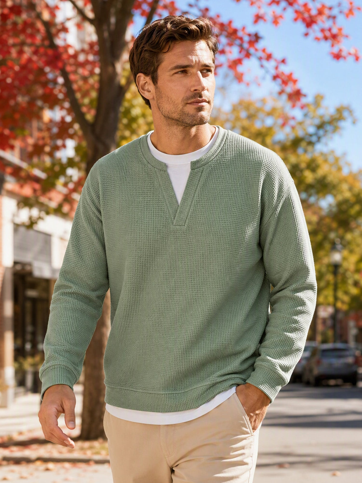 Evander | Layered Waffle Long-Sleeve Shirt