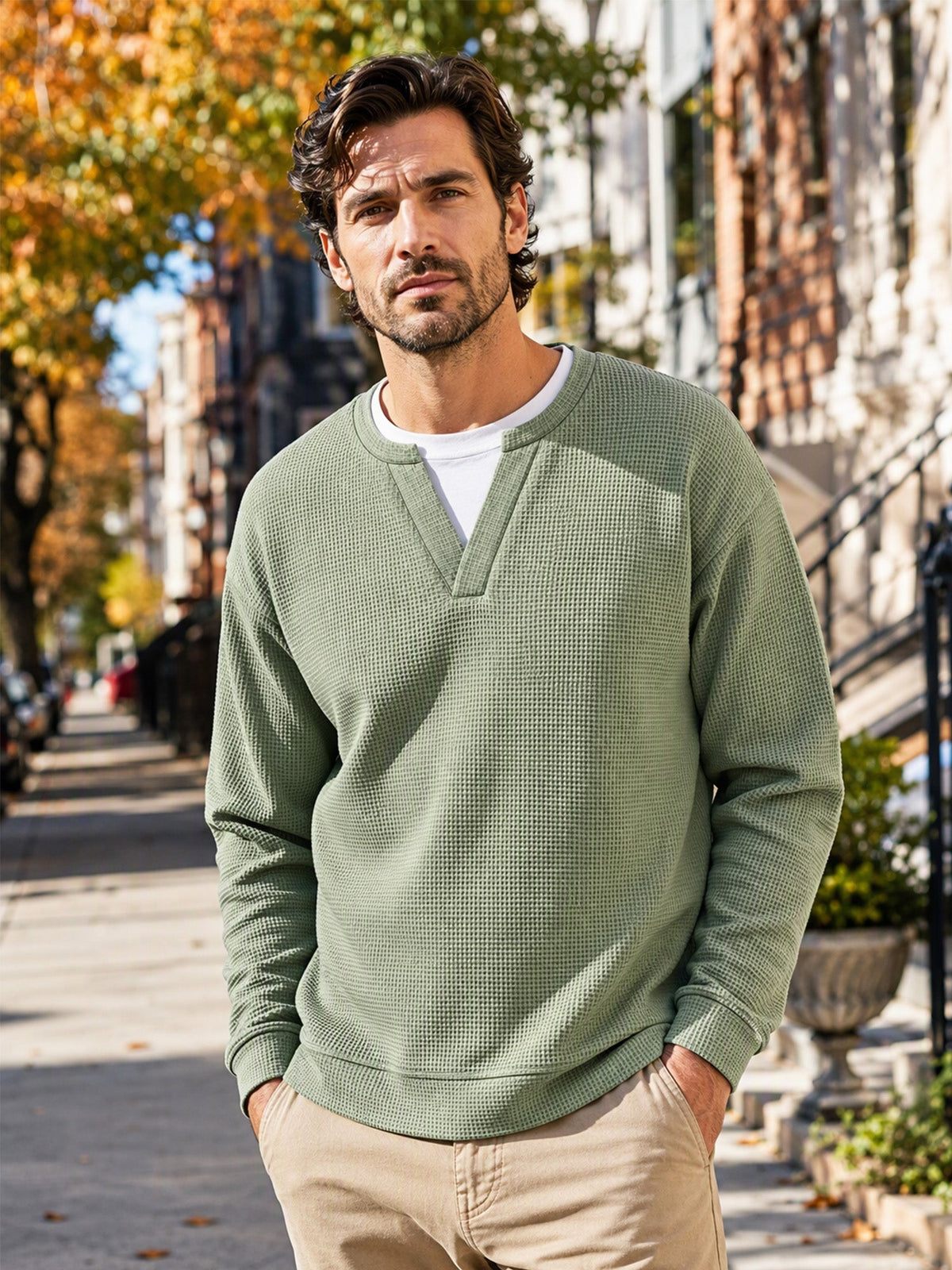 Evander | Layered Waffle Long-Sleeve Shirt