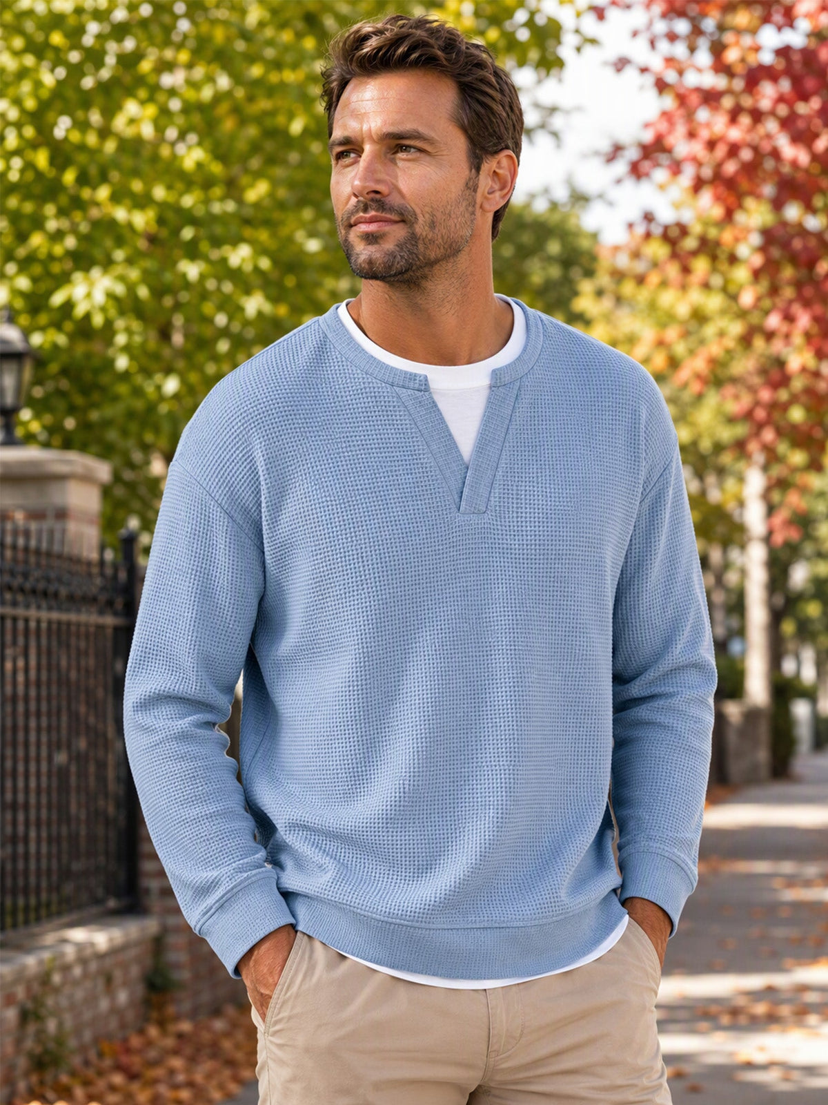 Evander | Layered Waffle Long-Sleeve Shirt