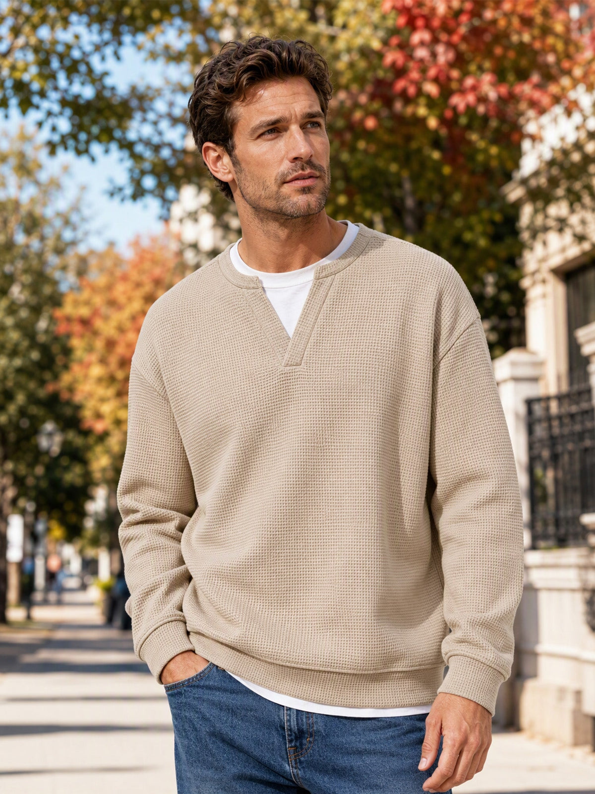 Evander | Layered Waffle Long-Sleeve Shirt