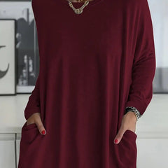 Roselyn | Oversized Pocket Crew-Neck Sweater