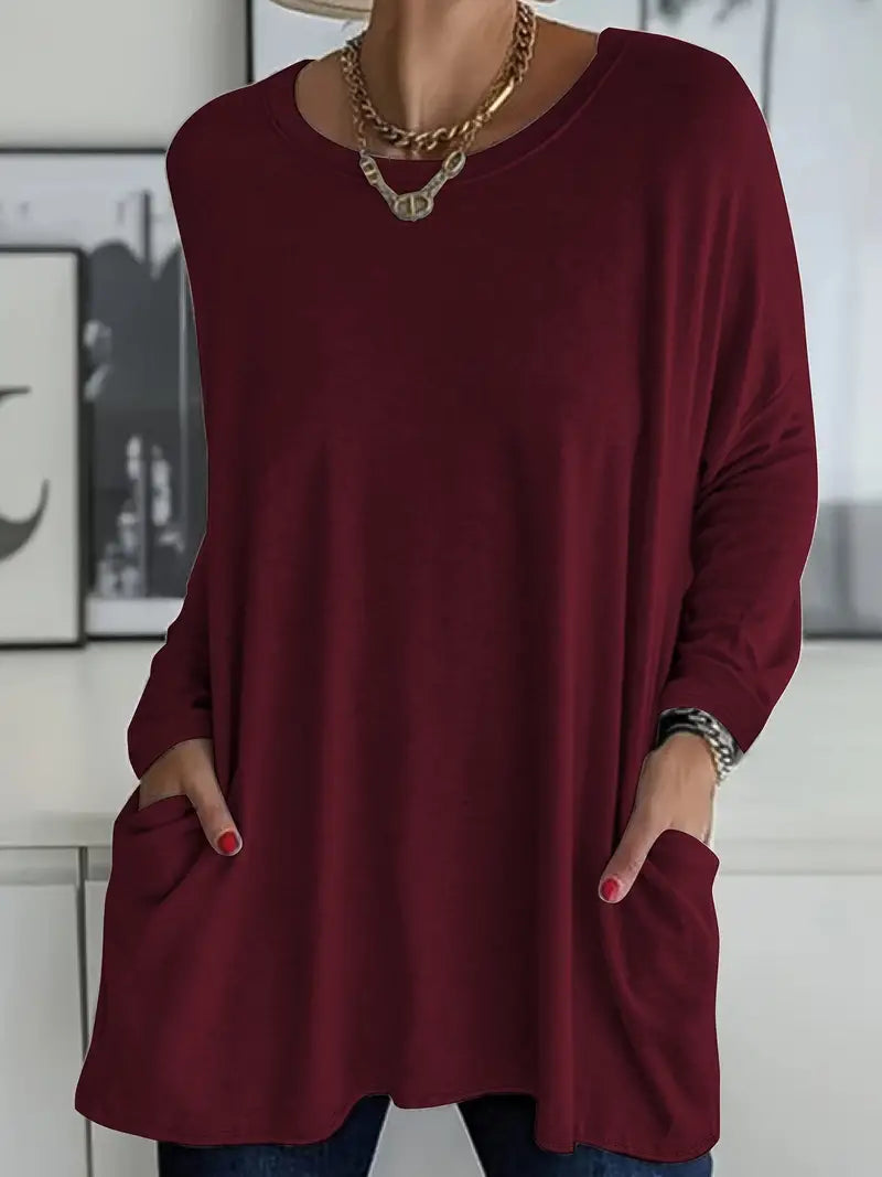 Roselyn | Oversized Pocket Crew-Neck Sweater