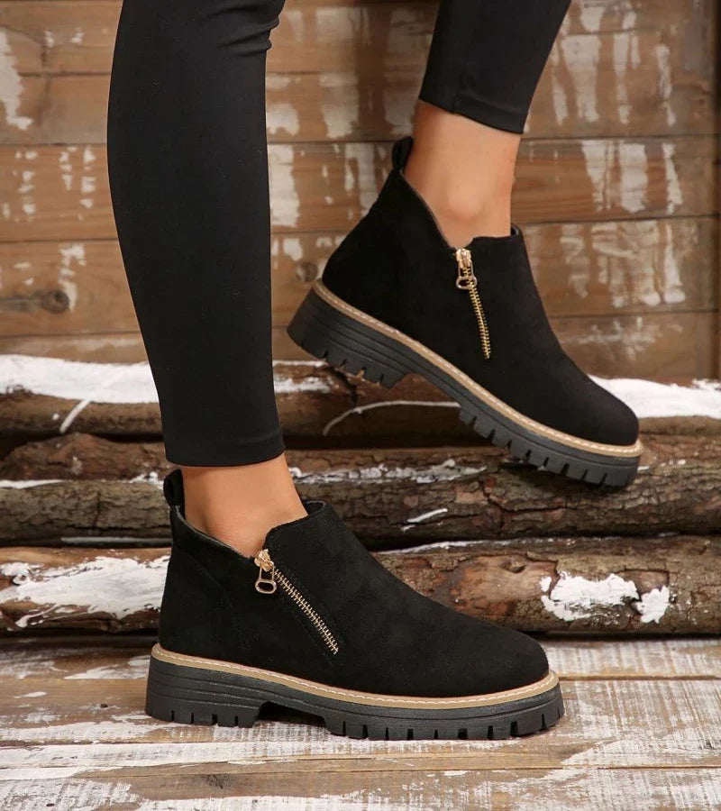 Renata | Side-Zip Wedge Ankle Boots