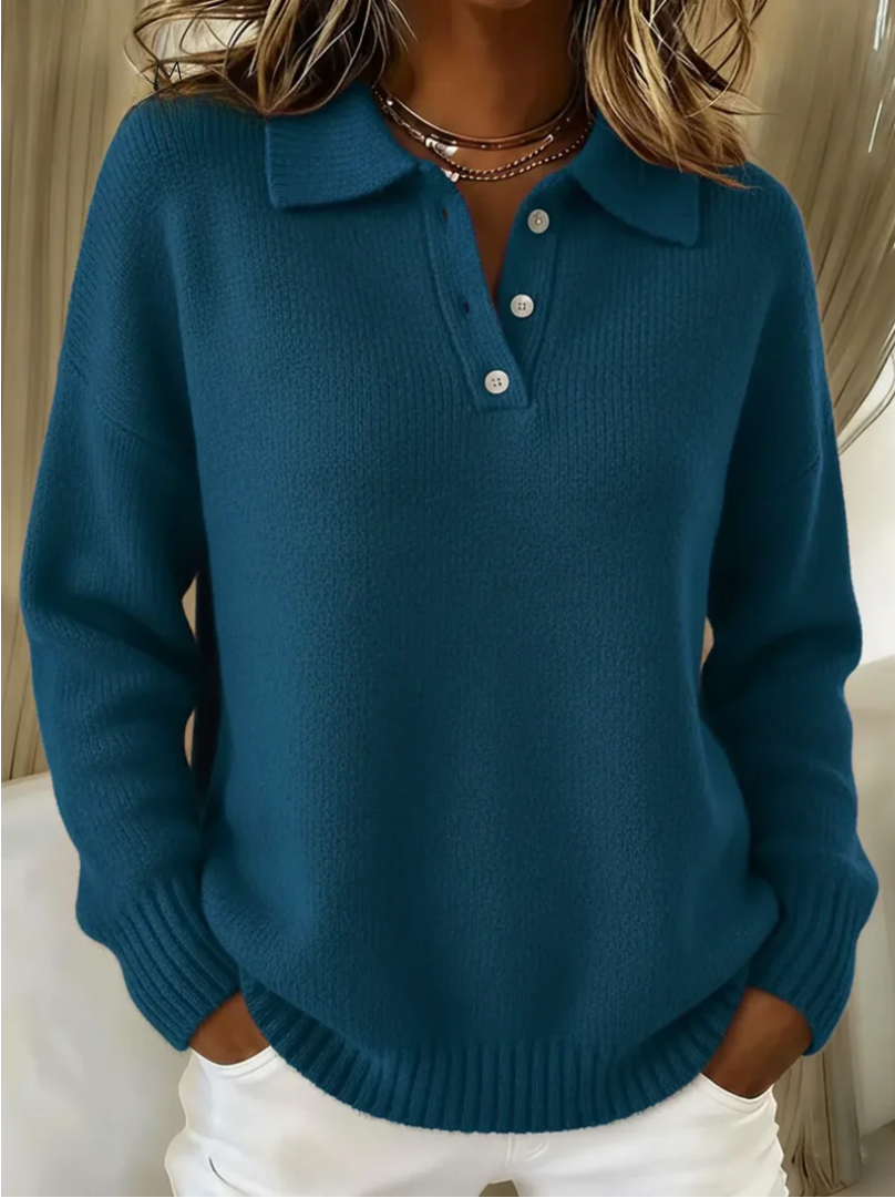 Pamela | Soft Polo Collar Sweater