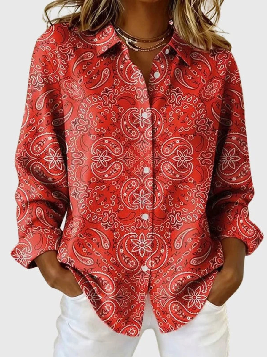 Janna | Paisley Print Button-Up Blouse