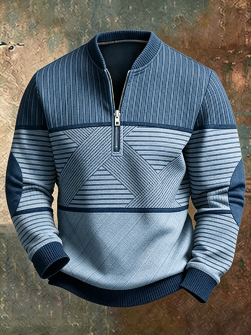 Alexander | Geometric Half-Zip Sweater