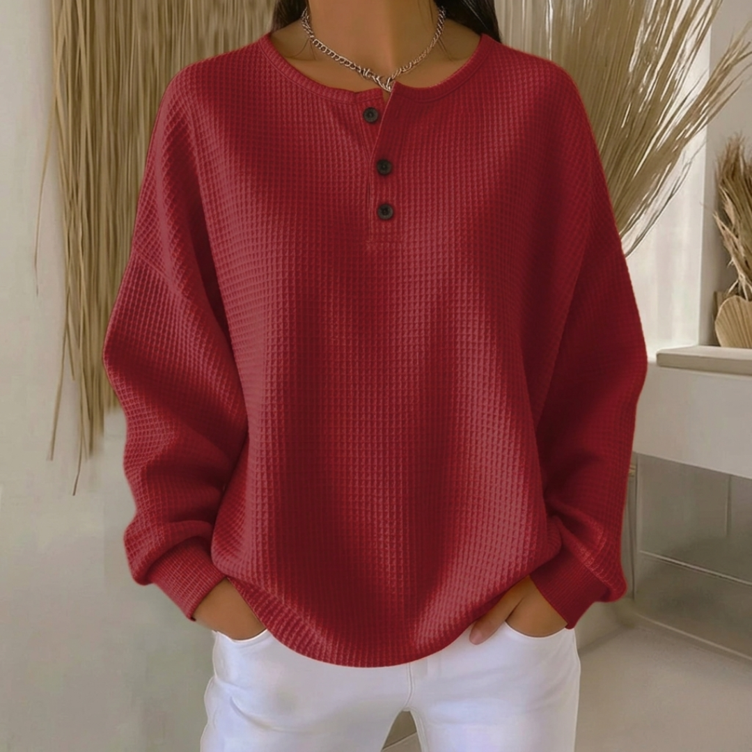 Celia | Waffle Knit Henley